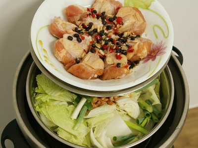 食譜-白菜煲+豉椒雞肉 (一鍋二菜)