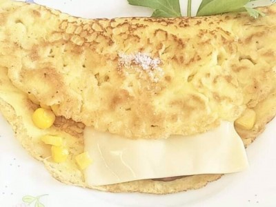 餐桌-法國薄餅玉米起士火腿