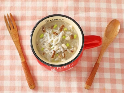 食譜-吻仔魚鮮蔬豆腐粥