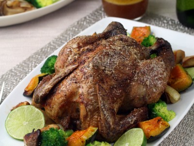 食譜-蒙特婁烤雞，烤時蔬與南瓜乳酪船（四人份）