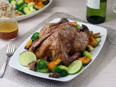 食譜-繽紛聖誕大餐－蒙特婁烤雞、烤時蔬與南瓜乳酪船（四人份）