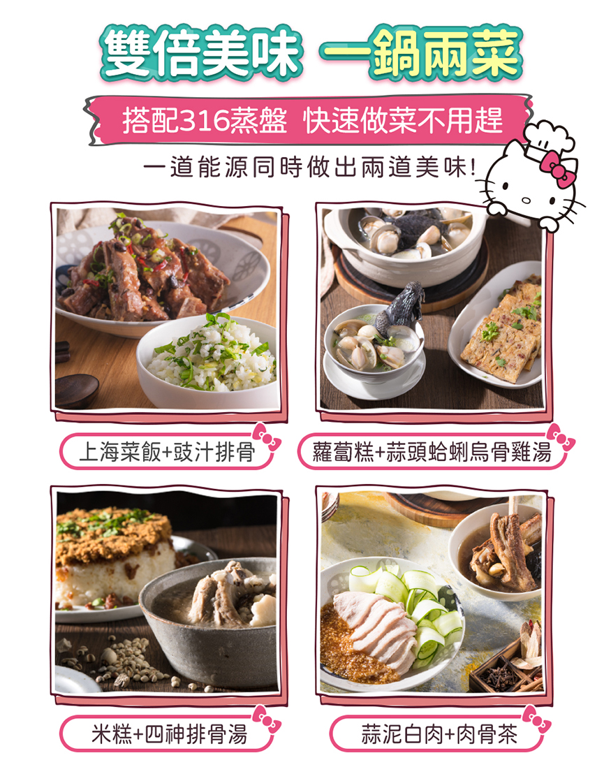 1636364971614329.jpg 鍋寶Kitty聯名限定款不沾電鍋,搭配316蒸盤,快速做菜不用趕
