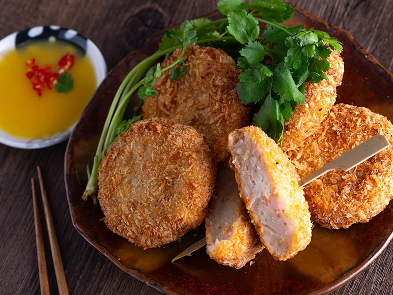 食譜-橙汁金錢蝦餅